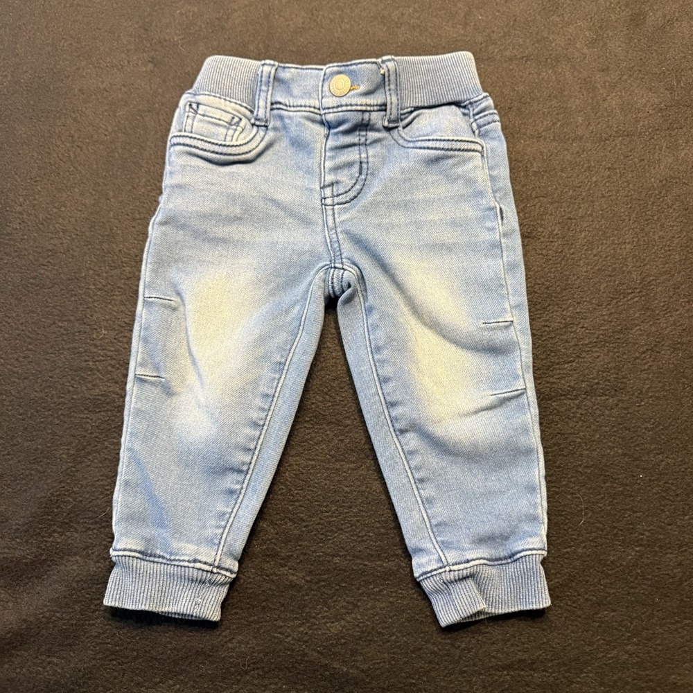 Levi's Blue Denim Jogger Pants Elastic Waist Stretch Pockets Unisex 12M Classic